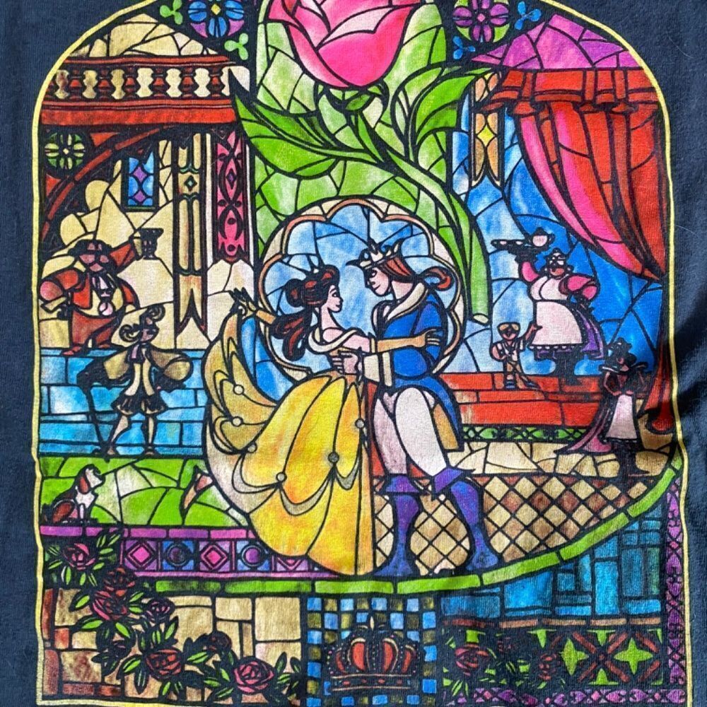 Beauty and the Beast stained glass style t shirt - Picture 2 of 3